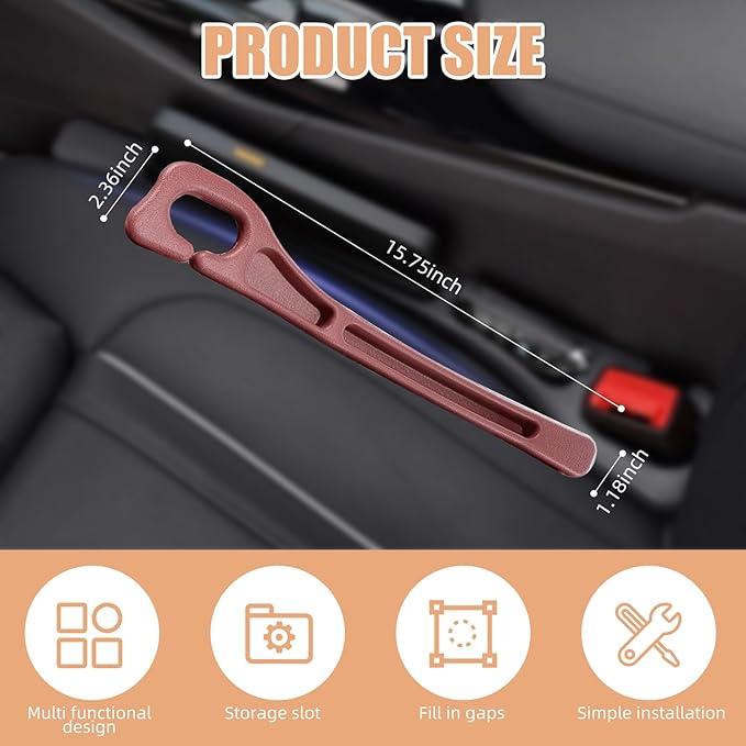 Car Seat Gap Filler Set of 2, Premium Interior Car Accessories, Multifunctional Car Storage Solution with Non-Slip Design, Fits Most Vehicles (Beige)