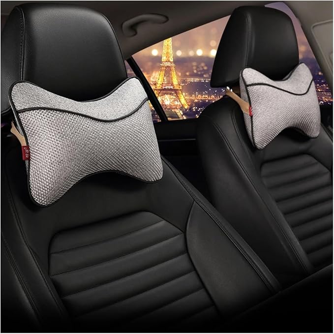 Car Headrests Cervical Neck Pillow Head Cushion Memory Foam Cotton Fit for Seat Waist Lumbar Support(Brown)