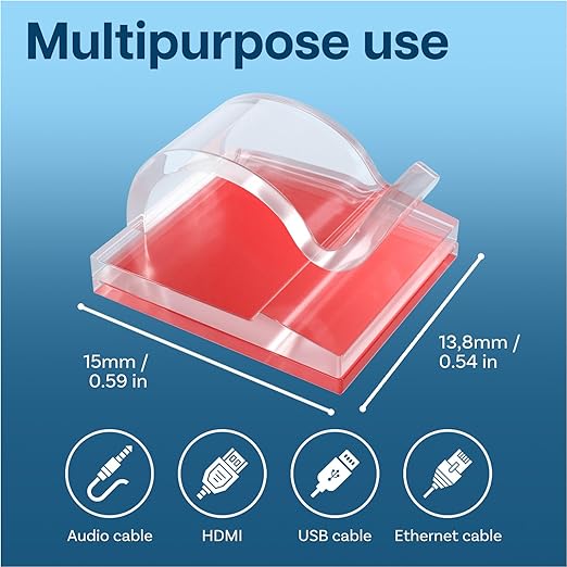 MMOBIEL 120pcs Self Adhesive Cable Clips – Wire Holder Clear Hooks Cord Organizer – Cable Management for Under Desk, Wall, Car, Office, Electrical Wires etc. – Wire Organizers Diameter 0.26 inch