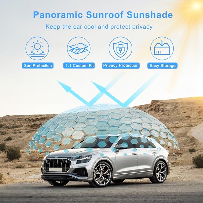 Car Sunroof Shade Compatible with Tiguan 2010-2017 5-Door SUV, Foldable Glass Roof Sunshade with Storage Bag, Heat Insulation Sun Protection Roof Interior Sunshade