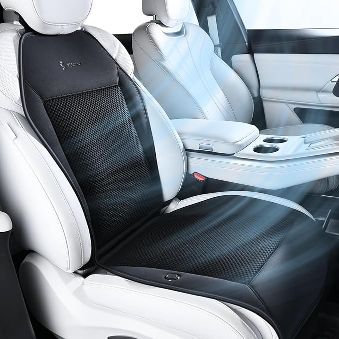 FLORICH Cooling Car Seat Covers with Blowing & Suction, 12V-24V Cooling Ventilated Car Seat Cushion with 8 Turbo Fans 3-Speed Adjustable Universal Fit for Car SUV Truck Van for Summer Driving