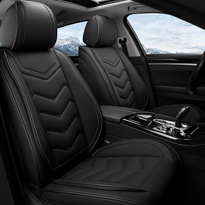 Car Seat Covers Fit for Toyota rav4 2000-2026, Stylish Sport Seat Covers, Waterproof Wear-Resistant Premium Nappa Leather Car Seat Cover.(2 Pcs Front/Pure Black)