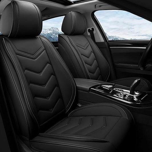 Car Seat Covers Fit for Toyota rav4 2000-2026, Stylish Sport Seat Covers, Waterproof Wear-Resistant Premium Nappa Leather Car Seat Cover.(2 Pcs Front/Pure Black)