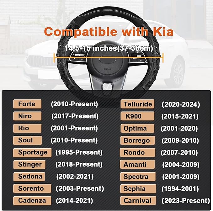 GIANT PANDA Steering Wheel Cover for Kia Soul,Sportage,Forte,Optima,Telluride(3D Honeycomb-Blue-Standard Size)