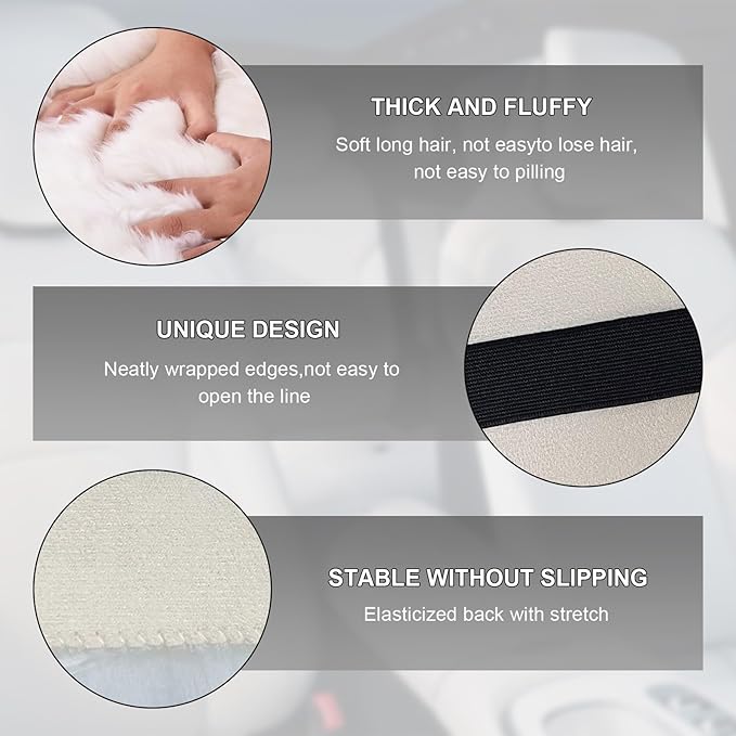 Center Console Cover, 11.81"×7.87" Automotive Fluffy Plush Center Armrest Protector, Universal Furry Comfortable Center Console Pad for Cars Trucks SUVs, Car Accessories (Beige)