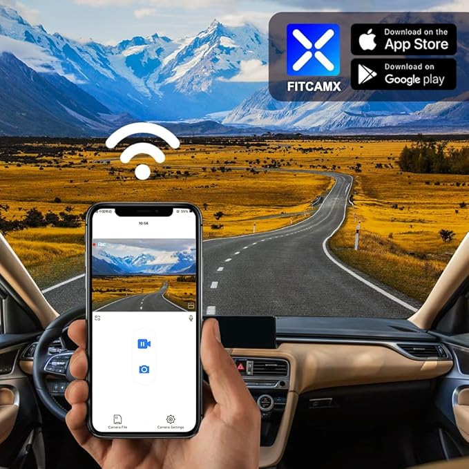 Fitcamx Front 4K+Rear 1080P Dash Cam Adapts for Genesis G70 2019-2026 (Part No Ends with #G9600), Integrated OEM Look, Dual HD Video, WiFi & APP, Loop Recording, G-Sensor, Easy to Use, 128GB Card