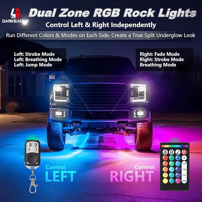 12Pods RGB LED Rock Lights for Trucks Pickup Jeep UTV ATV SXS Offroad, Multicolor Underglow Light Kit with APP/RF Remote Dual Zone,Plug and Play&Pre Wired 12V Vehicle Underbody Accent Light Waterproof