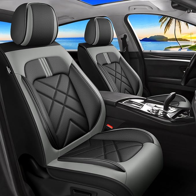 CX-30 Car Seat Covers Fit for Mazda CX-30 2020-2026, Full Coverage Premium Leather Waterproof Breathable Seat Covers, Automotive Seat Protectors, Airbag Compatible(Full Set Seats, Black Gray)
