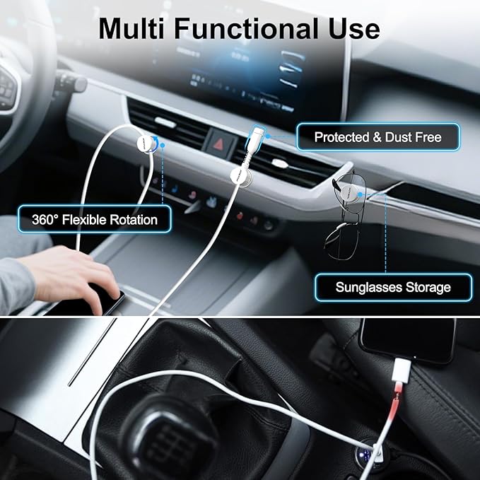6 Rotatable Cord Holder Desktop Cord Organizer Magnetic Spring Cable Clips 2 Charging Cord Protecors for Nightstand Phone Charger Organizer Computer Desk Cable Management Appliance Adhesive Wire Strap