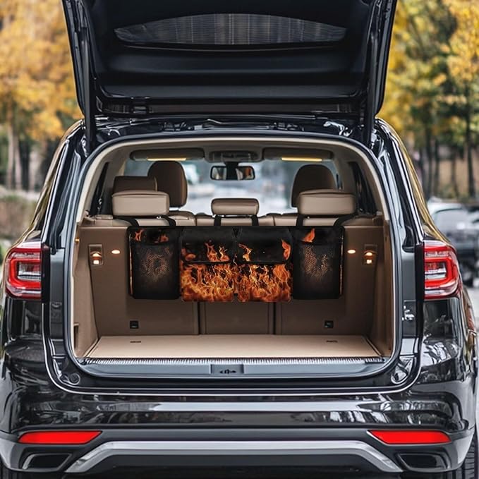 Black Fire Auto Car Trunk Organizer - Collapsible, Multi-Pocket Automotive SUV Car Organizer for Storage w/Adjustable Straps - Truck & Car Accessories for Women and Men