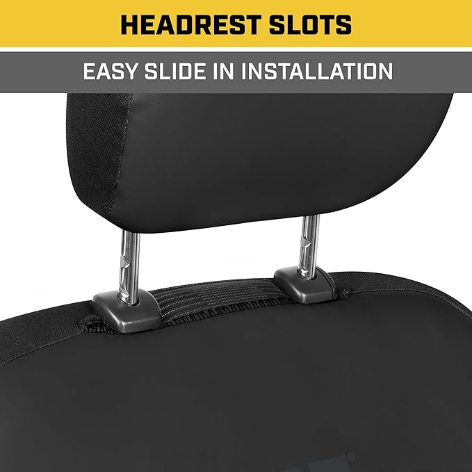 CAT PU Leather Car Seat Covers Full Set – Front Bucket Seats + 60/40 Split Rear Bench – Black Waterproof Automotive Seat Covers, Scratch-Resistant, Universal Fit for Cars, Trucks, SUVs, Easy Install