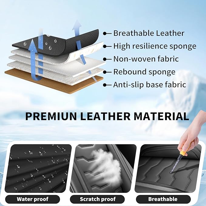 Fit Altima Car Seat Covers Compatible with Nissan Altima 2011-2025 2026 - Full Set Premium Leather， Waterproof Breathable， All-Weather Seat Cushion Protecto&Airbag Compatible（Full Set,Black