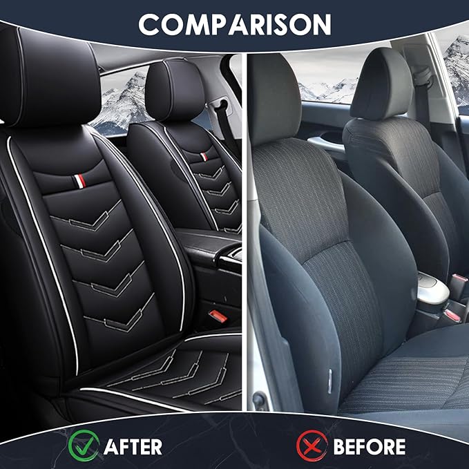 Car Seat Cover 8 Seats for Hyundai Palisade 2020-2025, Durable Wear Resistant Waterproof Sport Seat Cover, Breathable No Odor Premium Leather Vehicle Seat Covers.(Standard,Black White)