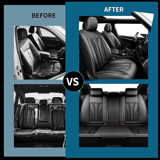 Fit Altima Car Seat Covers Compatible with Nissan Altima 2011-2025 2026 - Full Set Premium Leather， Waterproof Breathable， All-Weather Seat Cushion Protecto&Airbag Compatible （All Black