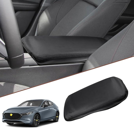 SKTU for 2019-2024 2025 2026 Mazda 3 Mazda3 Center Console Cover 2023 2024 2025 2026 Mazda3 Central Console Armrest Pad Mazda3 BP Seat Box Cover Automotive Car Center Console Soft Cushion (Black)