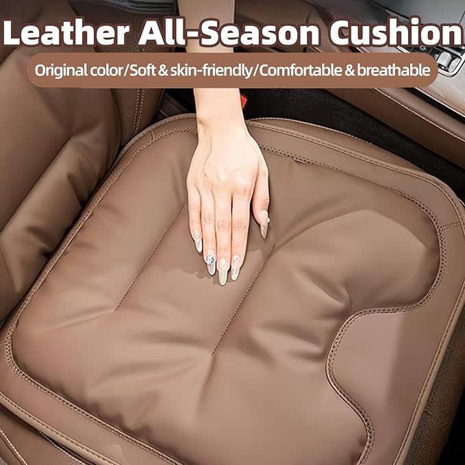 Car Seat Cushion, 2025 New Skin-Friendly Leather Seat Cushions, Breathable Dirt-Repellent Memory Foam Pad for Most Auto & Office Chairs (White)