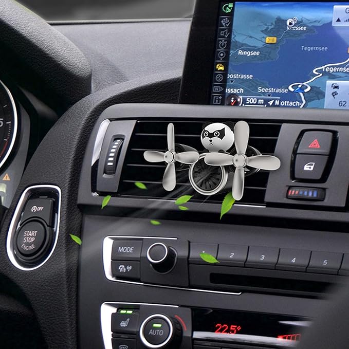 Pilot Car Air Freshener, Cute Duck Car Vent Clip Air Freshener Automotive Air Outlet Fan Diffuser, Automotive Interiors Vent Decoration (Panda)