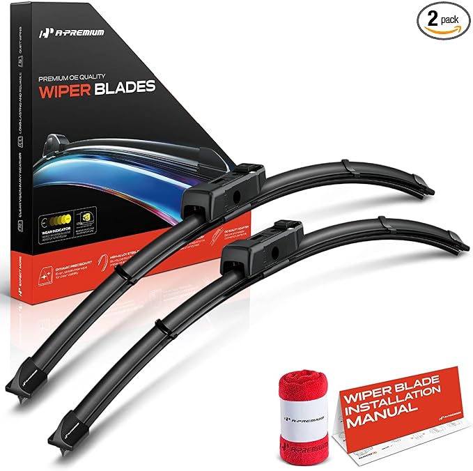 A-Premium 24" and 19" Windshield Wiper Blades Compatible with Honda CR-V 2023-2024, Civic 2022-2024 & Acura Integra 2023-2024 -TLPN Connector, with Wear Indicator & Towel, Left and Right (Pack of 2)