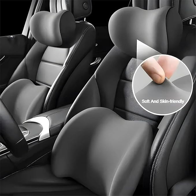 Car Back Support Neck Pillow for Ford F-250 2000-2024, Comfortable Soft Car Seat Headrest Neck Rest Cushion Lumbar Support Pillow with Adjustable Strap, Brown