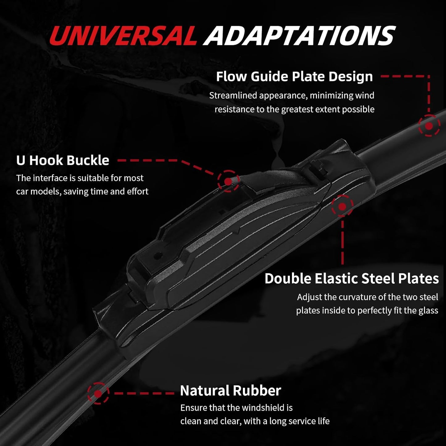 OTUAYAUTO Premium Windshield Wiper Blades - Replacement for Honda Pilot 2009-2015 - Precision Fit, All-Weather Performance, Front and Rear Wiper Blades, J/U Hook - 22"+21"+15" (Pack of 3)