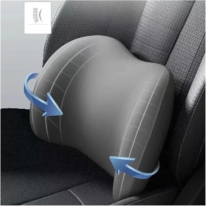 Car Neck Pillow and Lumbar Support Cushion - Memory Foam Backrest for Driver Seat Comfort(Gray)