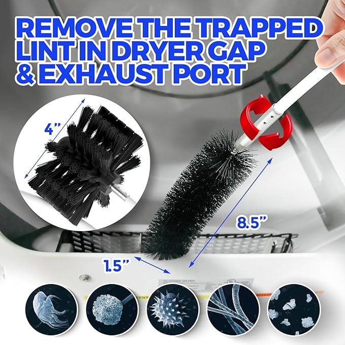Holikme 42 Feet Dryer Vent Cleaner Kit - Lint Remover,Flexible Lint Brush with Drill Attachment, Fireplace Chimney Brushes for Easy Cleaning, Extends Up to 42 Feet, Use with or Without a Power Dril