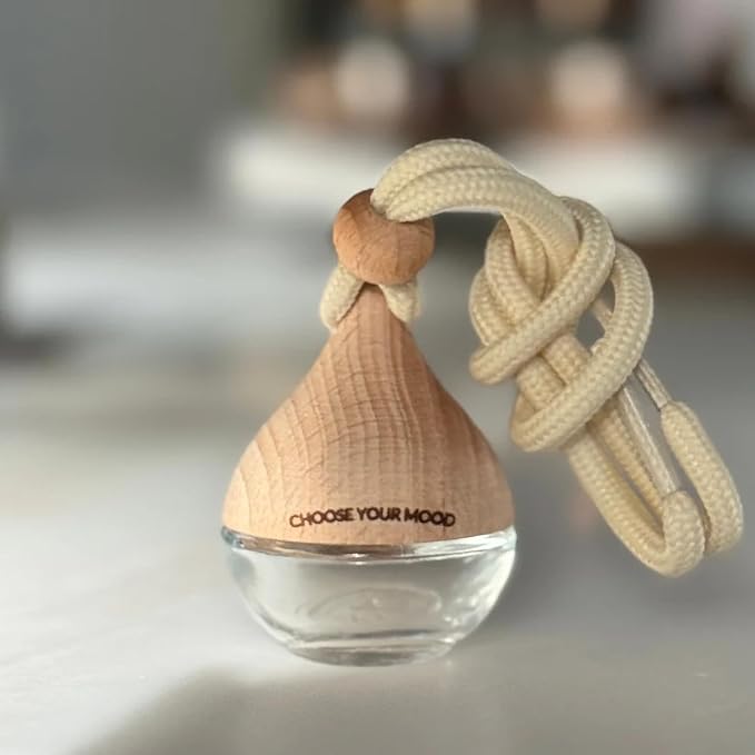 Lifetherapy Choose Your Mood 2 Ounce Glass and Beech Wood Waterdrop Shaped Scented Vehicle Auto Car Diffuser, Loved