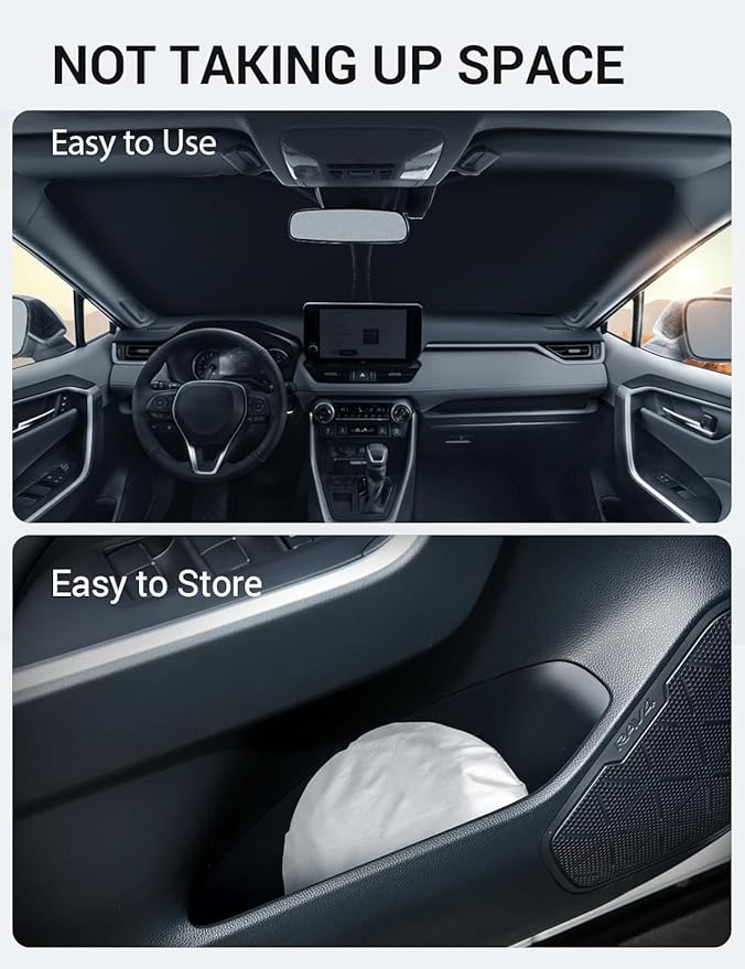 Proadsy Windshield Sun Shade for Jeep Gladiator 2020-2026 Foldable Front Sunshade Protector Sun Visor Blocks UV Rays Keep Car Cooler Accessories