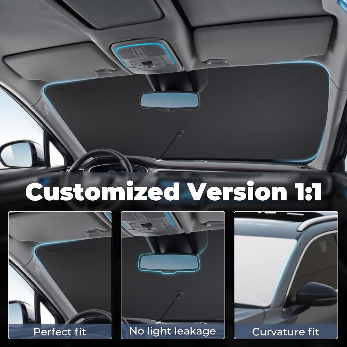 Windshield Sun Shade Umbrella for Toyota-Corolla-2019-2023 2024 2025: Corolla (Not for Corolla Cross) 4-Layers Front Car Window Shades - Foldable Double Thickened Sunshades Block UV Keep Cool