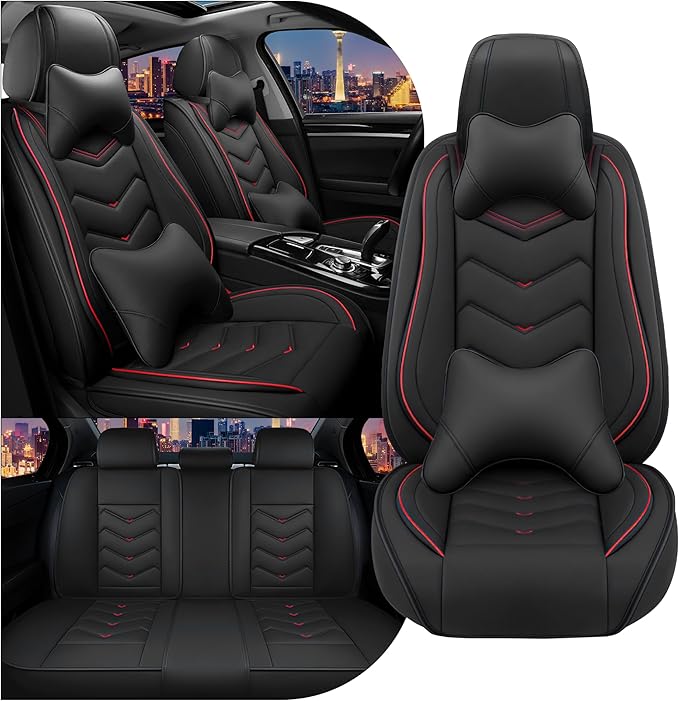 CTDS Car Seat Covers for Nissan Altima 2001-2026, Stylish Sport Seat Cover, Premium Nappa Leather Car Seat Cover. Automobile Seat Covers Sets.(Luxury 5 Seats/Black)