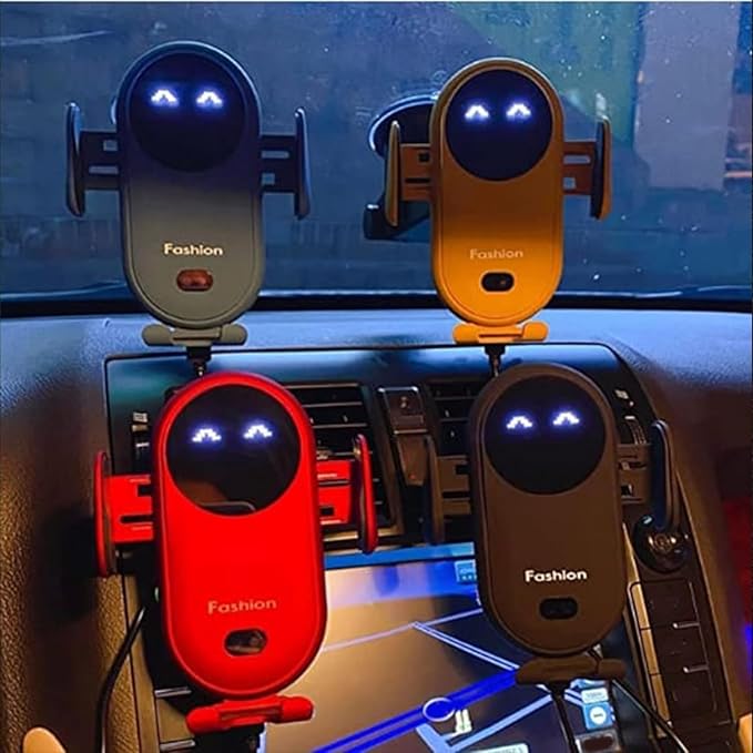 Smart Car Wireless Charger Phone Holder, Smart Sensor Car Wireless Charger, Fashion Car Charger (Yellow)