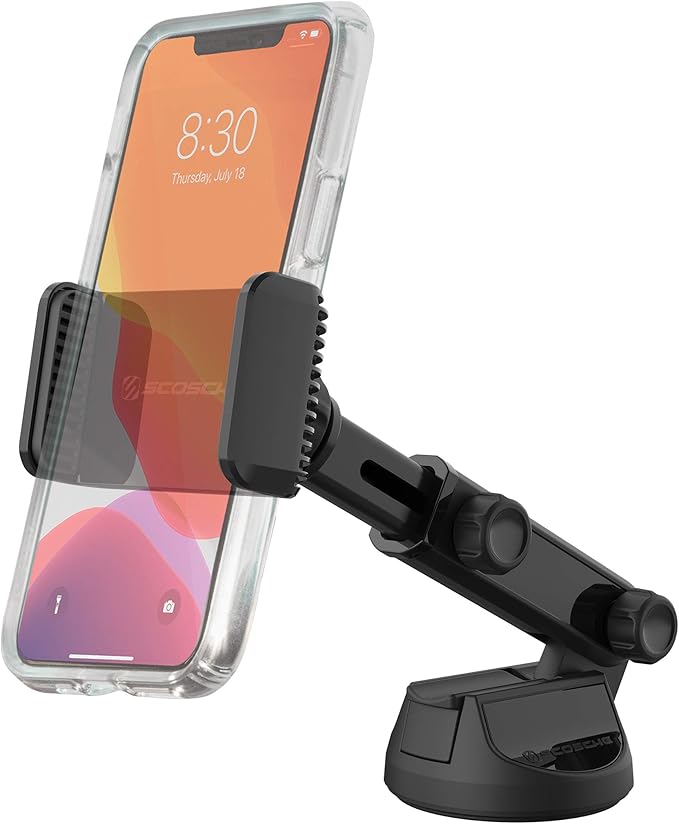 Scosche UH4WDEX2-SP Extendo Mount Car Phone Holder Windshield / Dashboard | StickGrip Base | Telescoping Adjustable Arm | Black