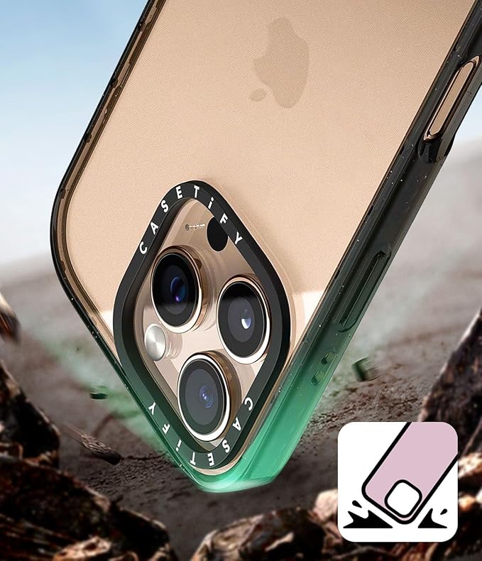 CASETiFY Impact iPhone 15 Pro Max Case [4X Military Grade Drop Tested / 8.2ft Drop Protection/Compatible with Magsafe] - Sakura Cherry Saturday - Clear Black