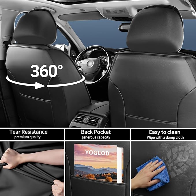 CX-3 Car Seat Covers Fit for Mazda CX-3 2016-2021, Full Coverage Premium Leather Waterproof Breathable Seat Covers, Automotive Seat Protectors, Airbag Compatible(2 Front Seats, Black-Blue)