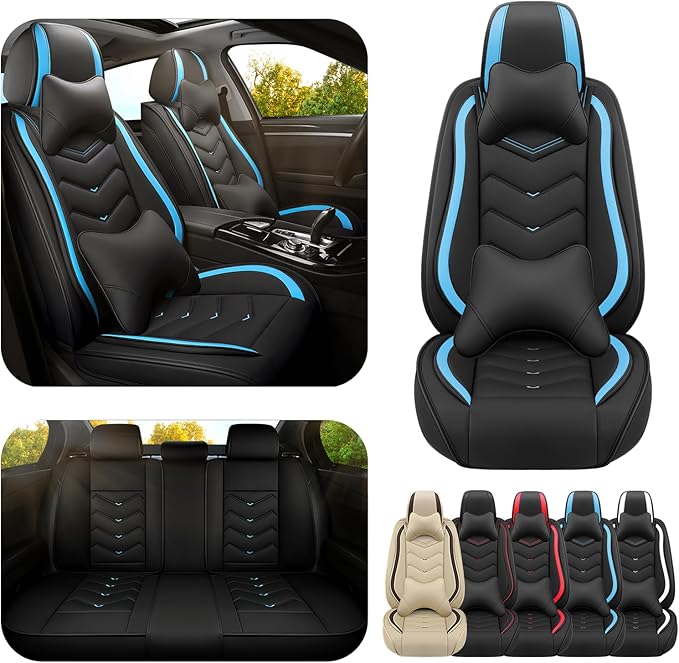 Car Seat Covers for Mercedes-Benz S-Class 2005-2026, Premium Nappa Leather Car Seat Cover, Stylish Sport Seat Covers， Automobile Seat Cover Sets.(Luxury 5 Seats/Black Blue)