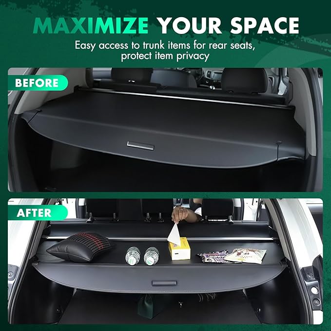 Cargo Cover for 2015-2019 Fit for Toyota Land Cruiser Prado FJ150 5 Seats 5.7L Retractable Rear Trunk Cargo Shade Luggage Security Cover Shielding Waterproof