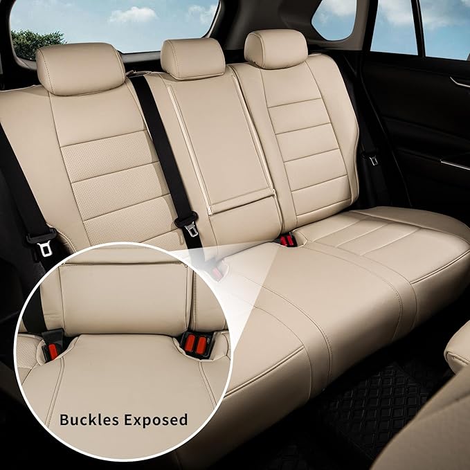 coverdream Rav4 Seat Covers Custom Fit for 2019-2025 Toyota RAV4 LE,XLE,XLE Premium,Limited SUV,Fully Covered,Luxury Waterproof Leather Car Seat Protector(Full Set,Beige)