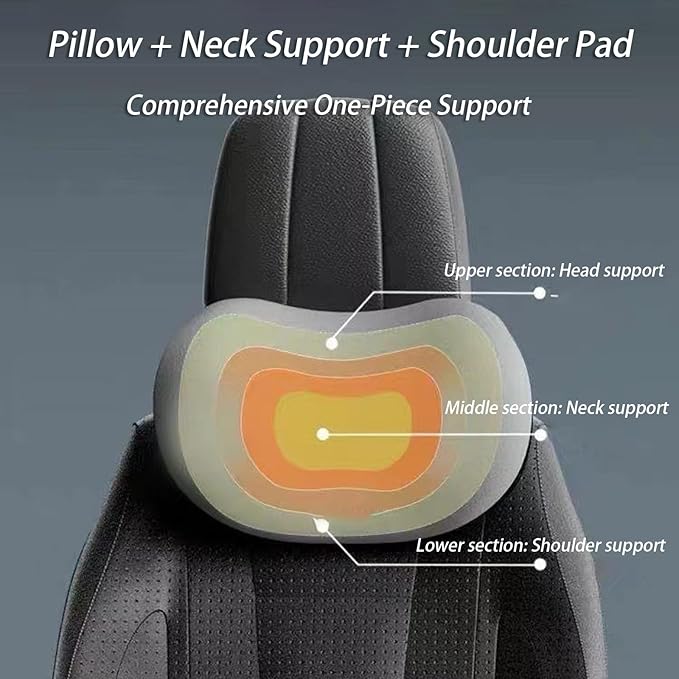 Car Lumbar Support Pillow and Car Neck Pillow Kit for Lexus RC 2015-2020 2021 2022 2023 2024 2025 2026, Car Seat Neck Back Rest Pillows, Ergonomic Car Seat Headrest & Lumbar Cushion,B Grey