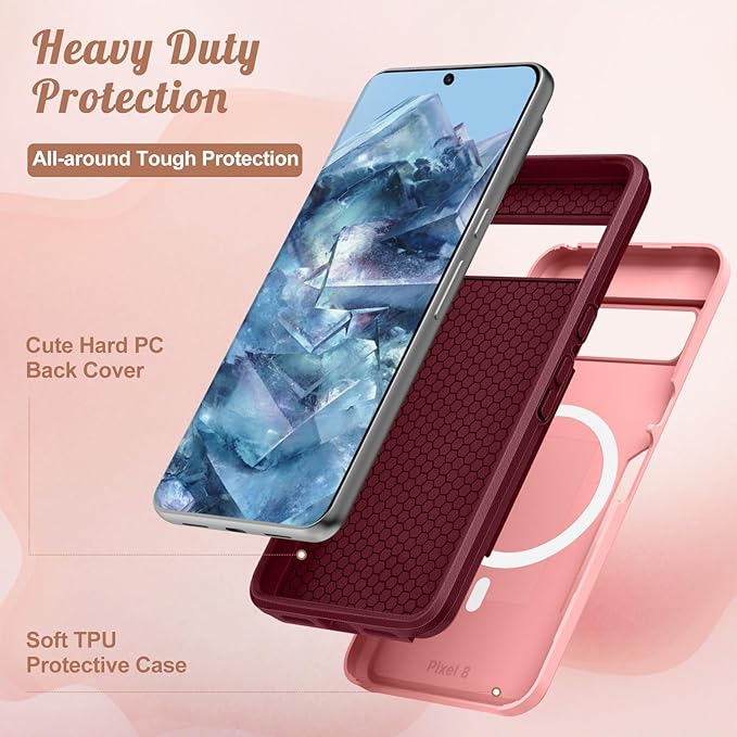 for Google Pixel 8 Case 6.2 Inch - Compatible with MagSafe Women Girls Cute Magnetic Protective Cover Funny Unique Girly Leopard Heavy Duty Shockproof Design for Google Pixel 8 Phone Cases