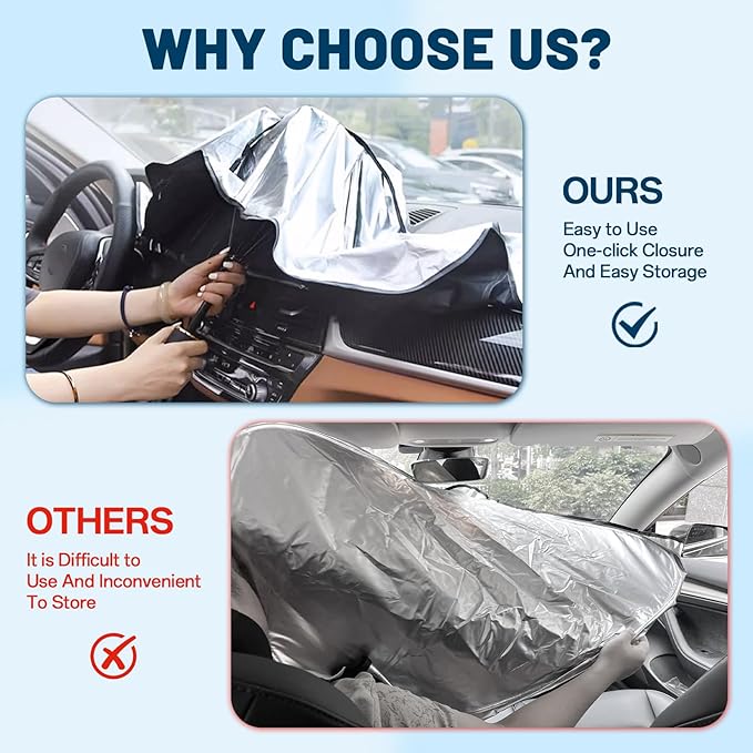 Windshield Sun Shade for Ford Escape 2020-2026, Umbrella Car Shades with 360°Rotating Shaft, Foldable Front Window Sunshade for UV & Heat Protection