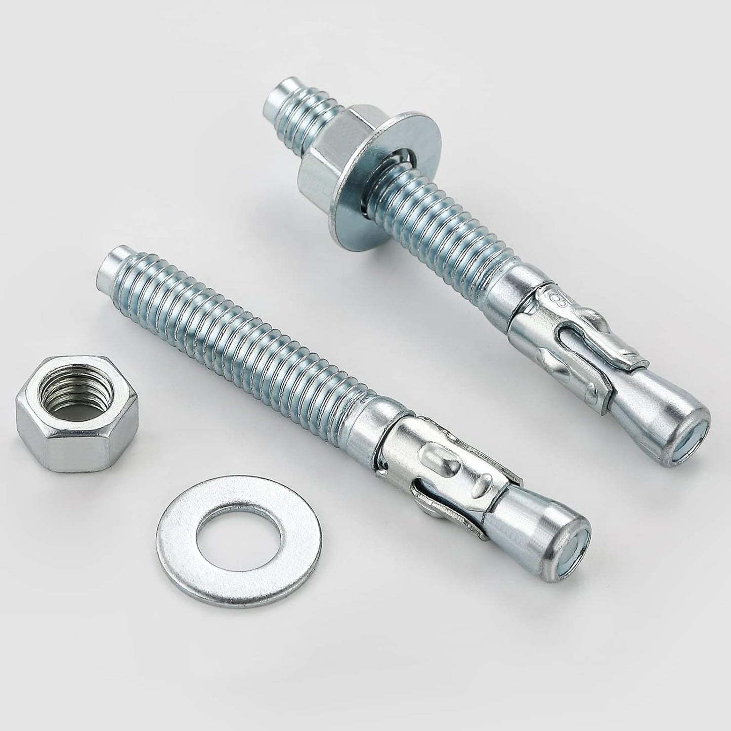 3/8x5 50Pcs Inch Standard Fasteners for Heavy-Duty Zinc Wedge Anchors for Cement and Concrete