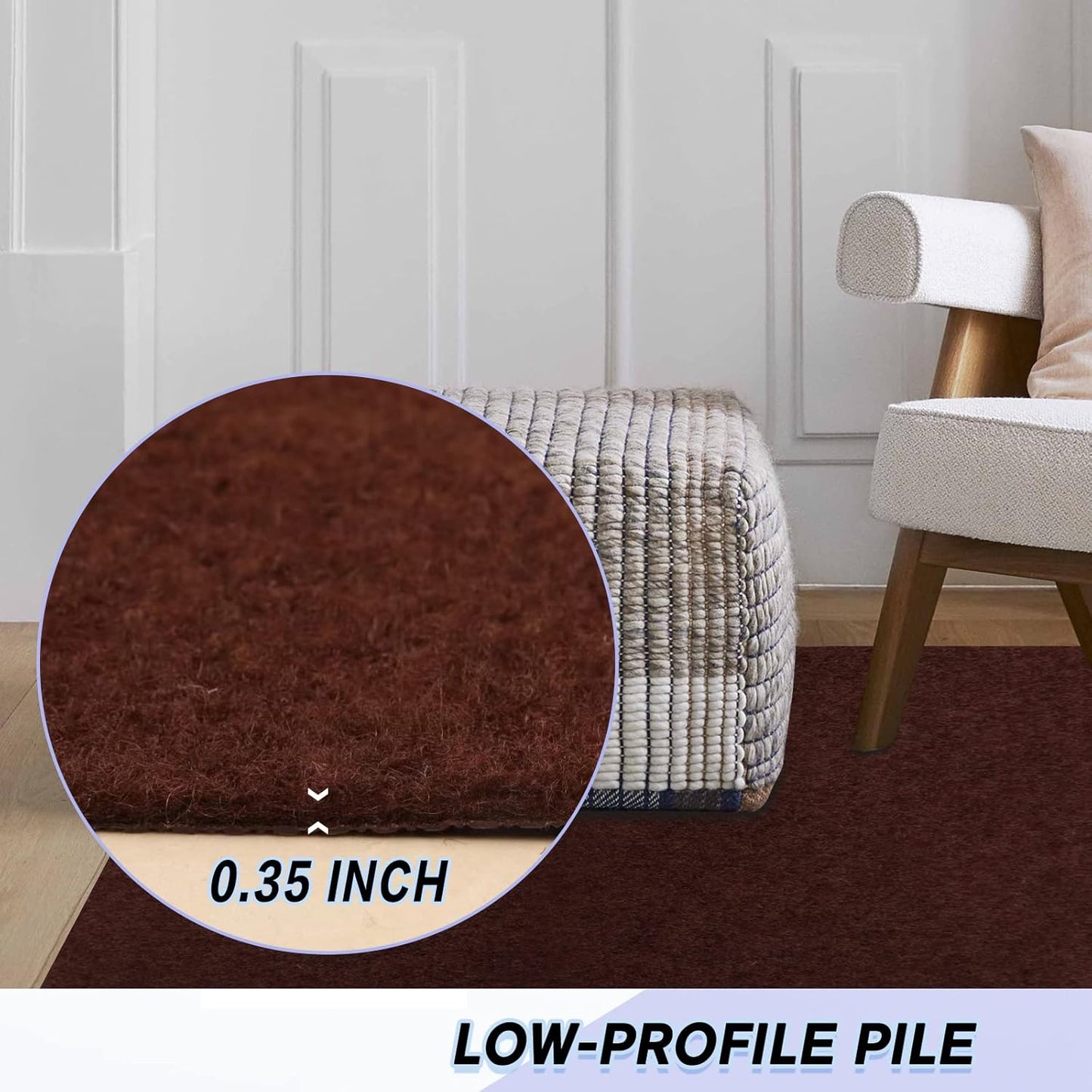 Custom Size Backed Non-Slip Area Rugs Runner, Easy Clean, Waterproof Runner Rugs for Hallway Entryway, Kitchen, Laundry, 2FT x 7FT, Brown