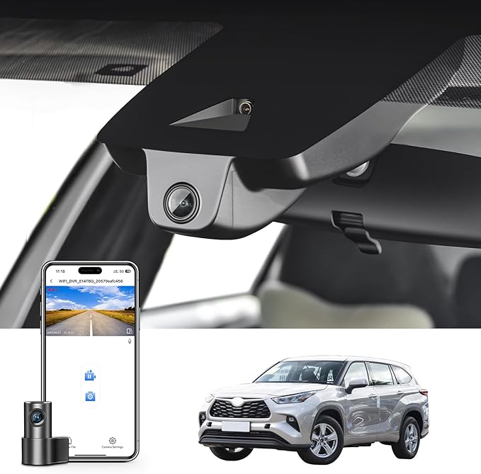4K Front & 2K Rear 2 Channel HDR Dash Cam, Dual STARVIS 2 IMX678 IMX675, Custom Fit for Toyota Highlander & Hybrid Gen4 UX70 2020-2026 (Model A), XLE XSE Limited etc, 5GHz WiFi, GPS, 128GB Card
