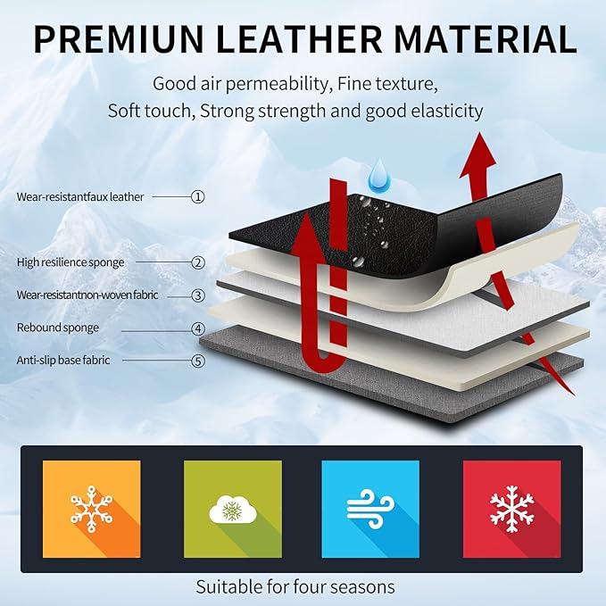 Fit RAV4 Car Seat Covers (Only Front 2 Seats) Compatible with Toyota RAV4 2013-2018 - Full Coverage Breathable Leather, Airbag Compatible, Waterproof & All-Weather, Easy to Install, Black+Red