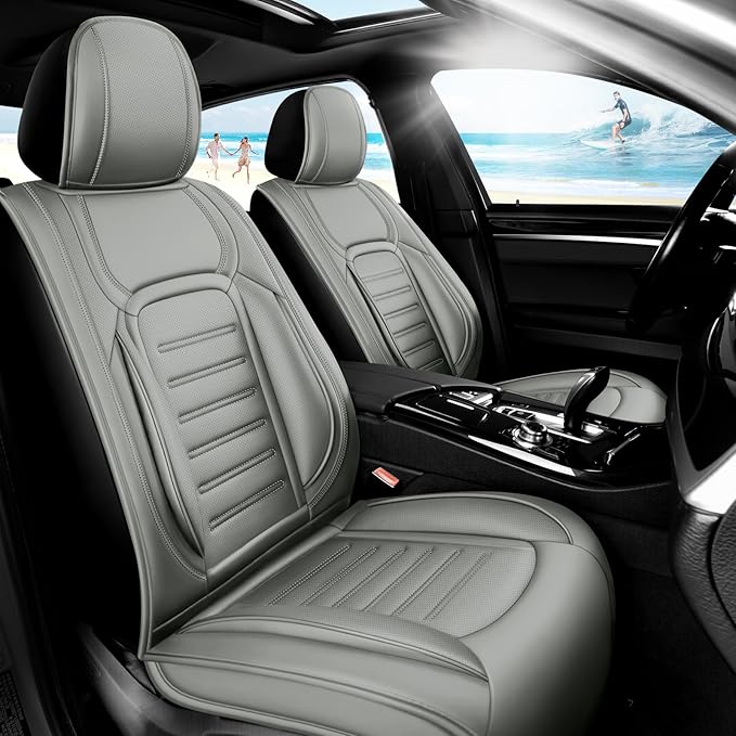 Fit HRV Premium Leather Car Seat Covers Compatible with Honda HRV 2016-2025 2026, Breathable, Wear Resistant, Airbag Compatible, All-Weather Protection & Full Coverage, Full Set Gray