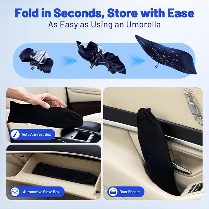 Car Windshield Sun Shade for Hyundai Santa Fe 2019-2026 –[Reflective Coated Fabric] Sunshade Umbrella for Front Window, Car Shades Sun Visor Keep Car Cool and Protects Interior, 1:1 Exact Fit
