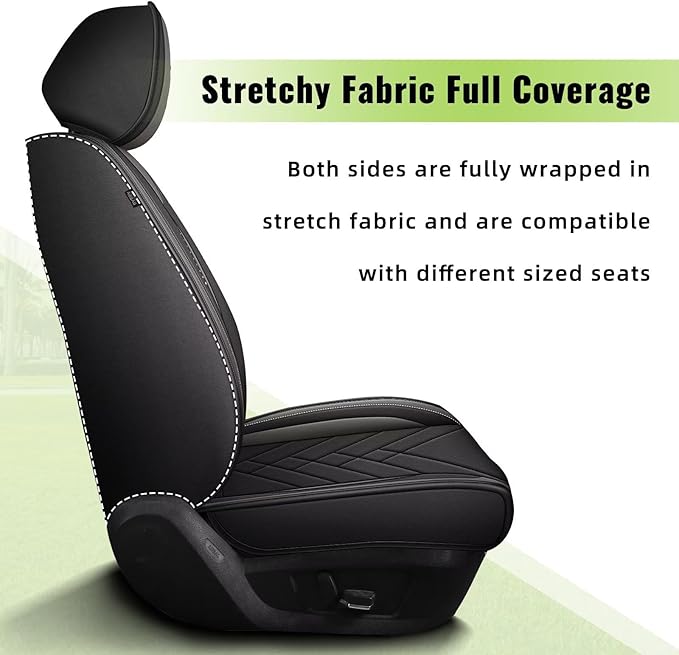 AOMSAZTO Car Seat Covers Fit for Mitsubishi Outlander 2007-2026 Front Seat Cover Waterproof Faux Leather Automotive Auto Interior Protector Cushion (2 Seats,Grey)
