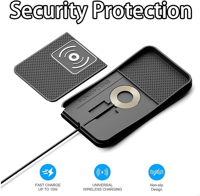 Car Wireless Charger Pad for Honda Insight 2000-2006 2010-2014 2019-2022, Fast Car Wireless Charging Pad for Car Center Console, Non Slip Charging Mat,1M-Type C