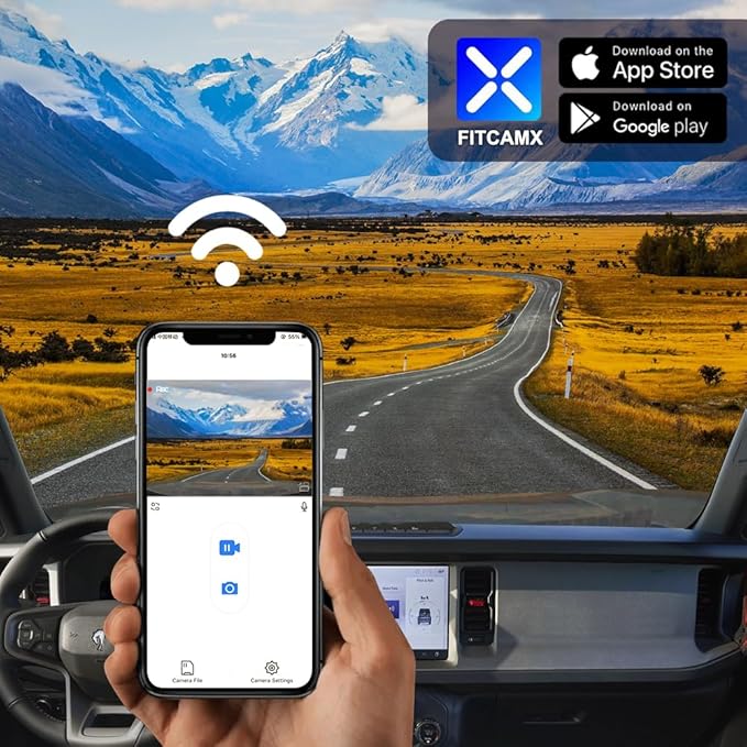 Fitcamx Front 2160P+Rear 1080P Dash Cam Adapts for Ford Bronco 2025-2026 & Bronco Rapor (HD2-D8300), OEM Factory Look, 2 Way HD Video, WiFi & APP, Loop Recording, G-Sensor, Easy to Use, 128GB Card