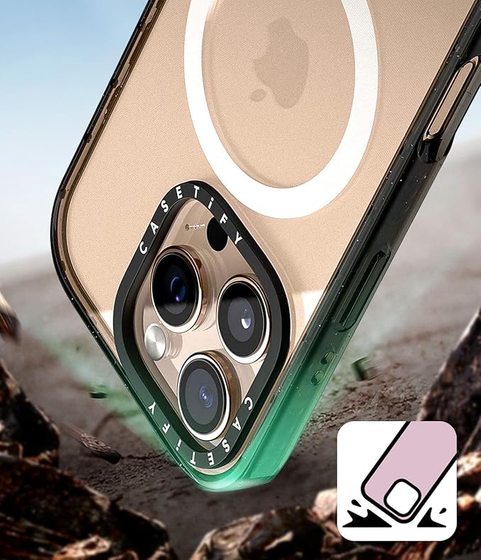 CASETiFY Impact iPhone 15 Pro Case [Slim/Compatible with Magsafe / 8.2 ft. 4X Military Grade Drop Protection] - 90s Daisy - Clear Black